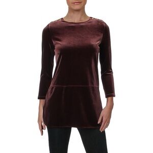 Lauren Ralph Lauren Womens 3/4 Sleeves Velvet Blouse